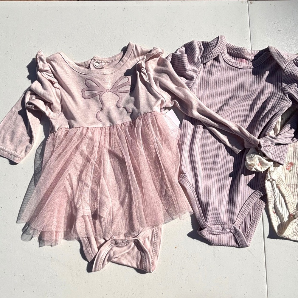 Cozy Couture Baby Bodysuit Set 6-9m Pink Purple Bamboo Tutu Floral NWT 3pc - Picture 3 of 11